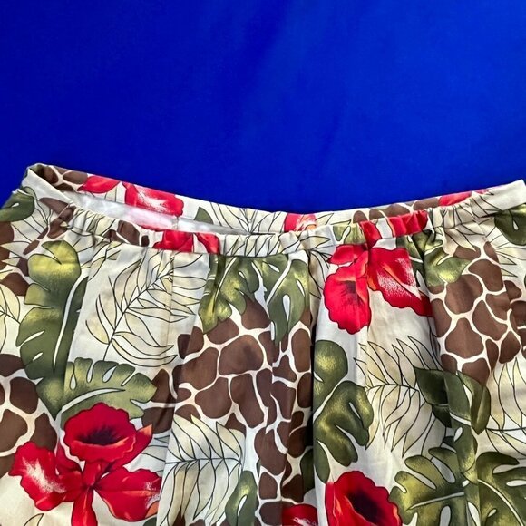 Transitions Animal Print Tropical Brushed Cotton Wide Leg Pant Capri - size 12 - Picture 5 of 8